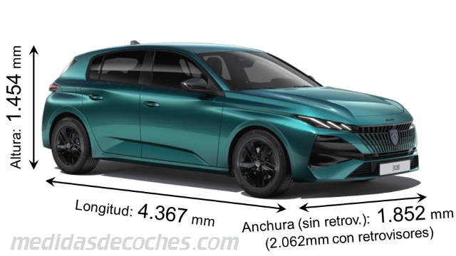Peugeot 308 largo x ancho x alto