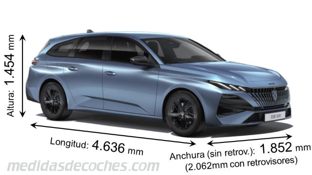 Peugeot 308 SW cotas en mm