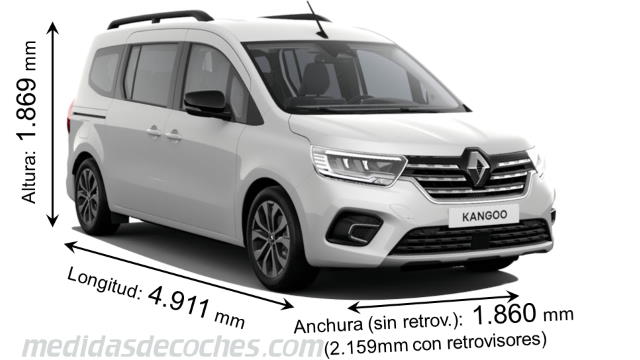 Medidas Renault Grand Kangoo 2024 con dimensiones de longitud, anchura y altura