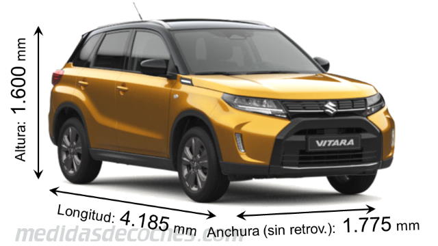 Medidas Suzuki Vitara 2024 con dimensiones de longitud, anchura y altura